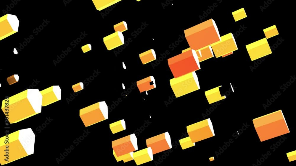 Poster abstract 3d shape twist on black background.colorful polygon shape motion