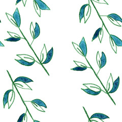 seamless pattern of green blue bamboo leaves