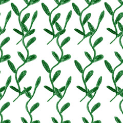 green leaves branches seamless pattern