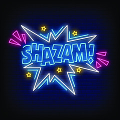 Shazam Neon Signs Style Text Vector