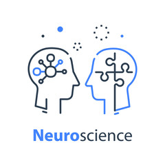 Human head profile and jigsaw puzzle, cognitive psychology or psychotherapy