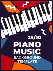 Music piano poster template. Vector flyer background with keyboard illustration. Placard template for music festival. © Belozersky