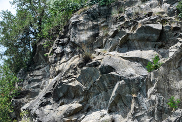 grey stones ina park inthe dolomitic area in Italy