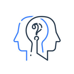 Human head profile and question mark, cognitive psychology or psychiatry, self questioning