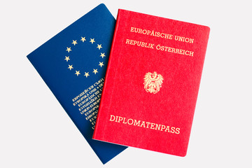Isolated image of Austria and European Union passports