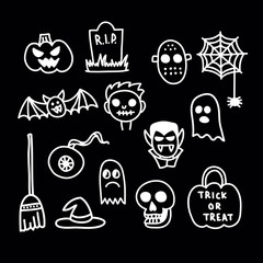 halloween doodle icon, vector illustration