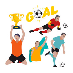 Set of Soccer Player, vector illustration.