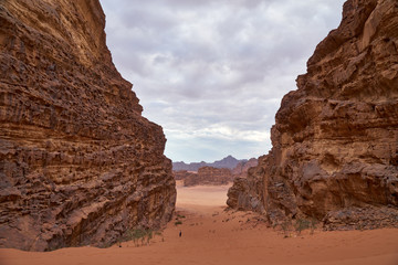 Rocky canyon in Wadi Rum desert, Jordan
