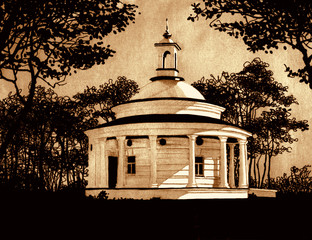 Drawing with pen and pencil. Askold's Grave in Kiev