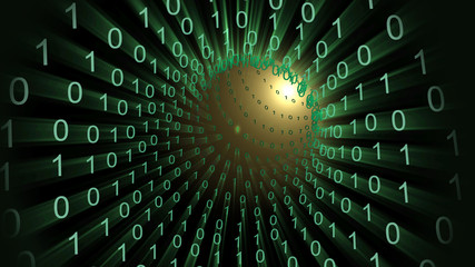 Binary data abstract with a cyberspace wormhole