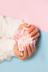 Beautiful woman's nails with manicure