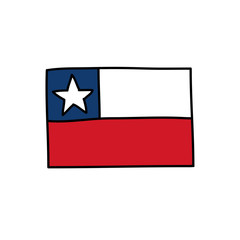 flag of Chile doodle icon, vector illustration