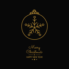 Christmas card in retro style with hand drawn bauble. Vector.