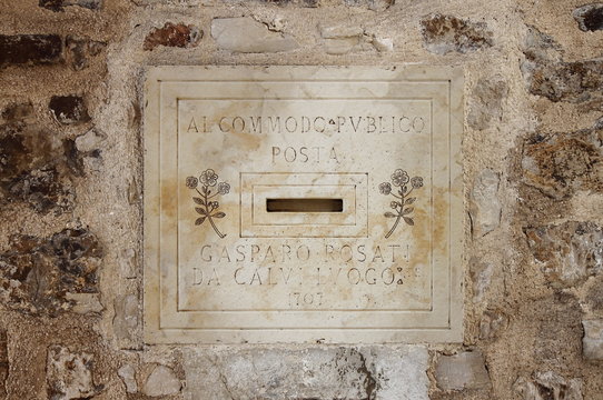 Historic mailbox in Monteleone di Spoleto, Italy