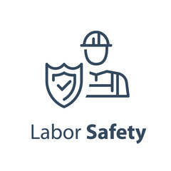 Worker and shield, medical insurance, labor safety, health protection - 301443893