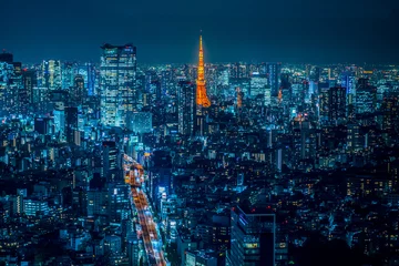 Rolgordijnen Nachtzicht van JAPAN vanuit Shibuya © 拓也 神崎