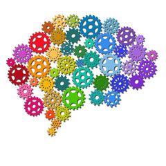 artificial intelligence symbolized with a brain filled with cogwheels