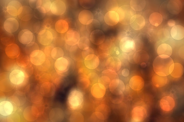 A festive abstract orange pink yellow gradient background texture with glitter defocused sparkle bokeh circles and stars. Card concept for Happy New Year, party invitation, valentine or other holidays