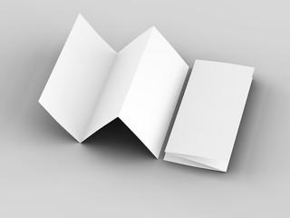 Brochure in A4 format folded to three - mockup. 3d illustration