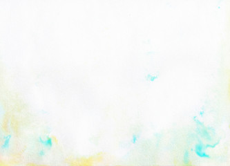 White paper texture with blue watercolor stains - background for graphics