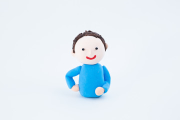 紙粘土で作った人形　日本人の男の子