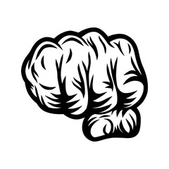 Obraz premium Vintage retro human fist hands isolated vector illustration on a white background. Design element.