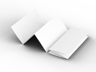 Brochure in A4 format folded to three - mockup. 3d illustration