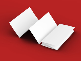 Brochure in A4 format folded to three - mockup. 3d illustration