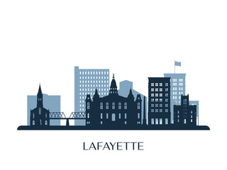 Naklejka premium Lafayette skyline, monochrome silhouette. Vector illustration.