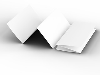 Brochure in A4 format folded to three - mockup. 3d illustration