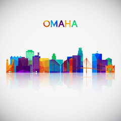 Omaha skyline silhouette in colorful geometric style. Symbol for your design. Vector illustration. - obrazy, fototapety, plakaty