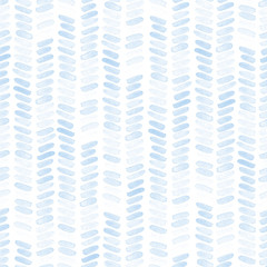 Seamless blue watercolor pattern on white background. Watercolor seamless pattern with stripes and lines.