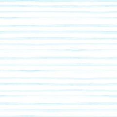 Seamless light blue watercolor pattern on white background. Watercolor seamless pattern with lines and stripes.