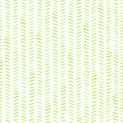 Nahtloses grünes Aquarellmuster auf weißem Hintergrund. Aquarell Musterdesign mit Linien und Streifen.