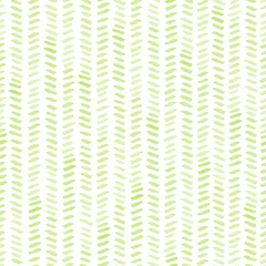 Behang Naadloze groene aquarel patroon op witte achtergrond. Aquarel naadloze patroon met lijnen en strepen. © Nubephoto