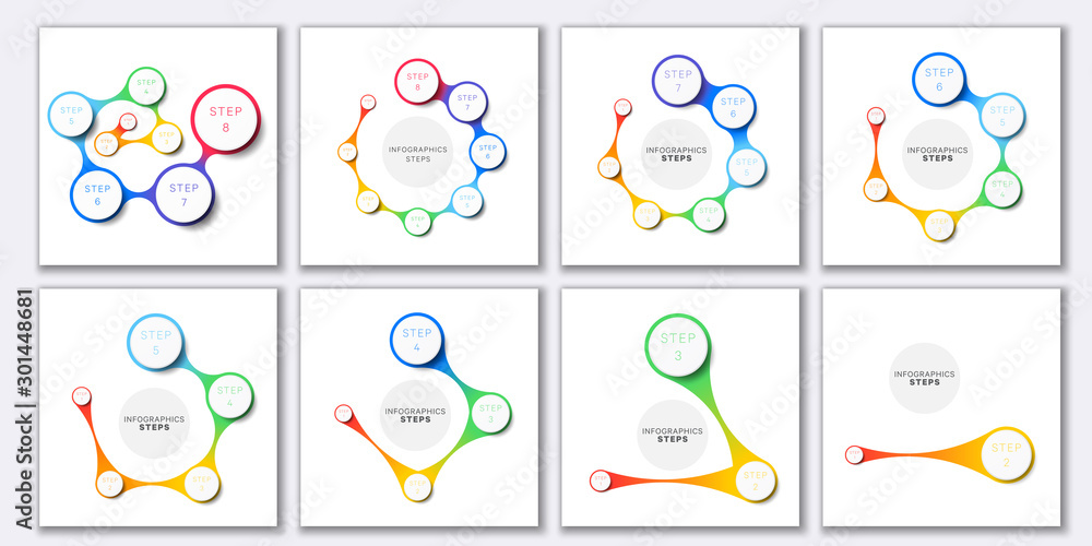 Fototapete set of simple infographic templates with marketing icons on white background. modern business chart 