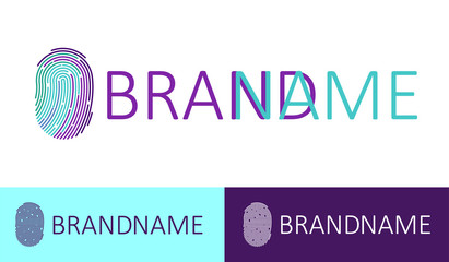 Fingerprint logo. Digital security authentication concept. Biometric authorization. Identification. 