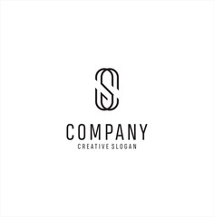 S Monogram Letter Logo With Thin Black Monogram Outline Contour. Modern Trendy Letter S Logo Design Vector Illustration.