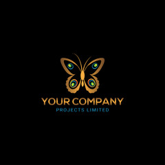 Realistic colorful butterfly logo template design