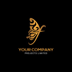 Golden color butterfly design