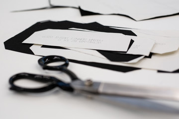 Measuring and cutting textile or fine cloth