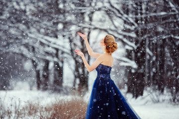 Winter photo session in nature in the snow