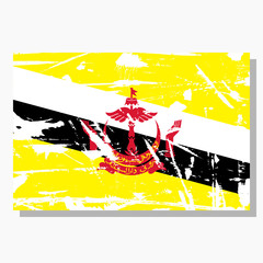 Brunei flag with scratches, vector flag of Brunei.