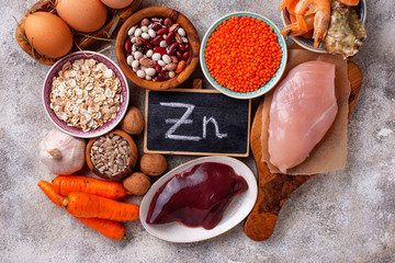 Healthy product sources of zinc. - obrazy, fototapety, plakaty