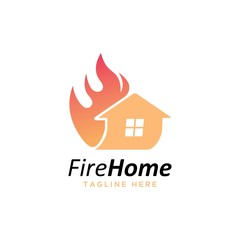 House with fire logo design vector template