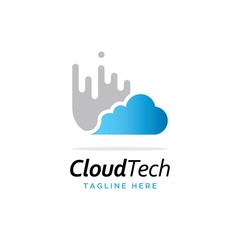 Cloud technology logo design vector template
