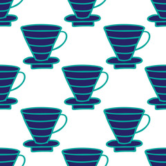 coffee maker seamless doodle pattern, vector illustration