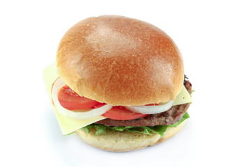 beef burger on a white background