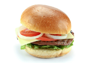 beef burger on a white background