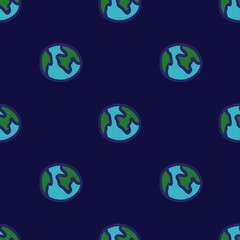 Earth planet seamless doodle pattern, vector illustration